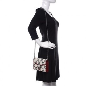 Brand New Gucci White GG Tweed Mini Dionysus Chain Wallet